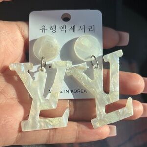 Chic White Monogram Earrings